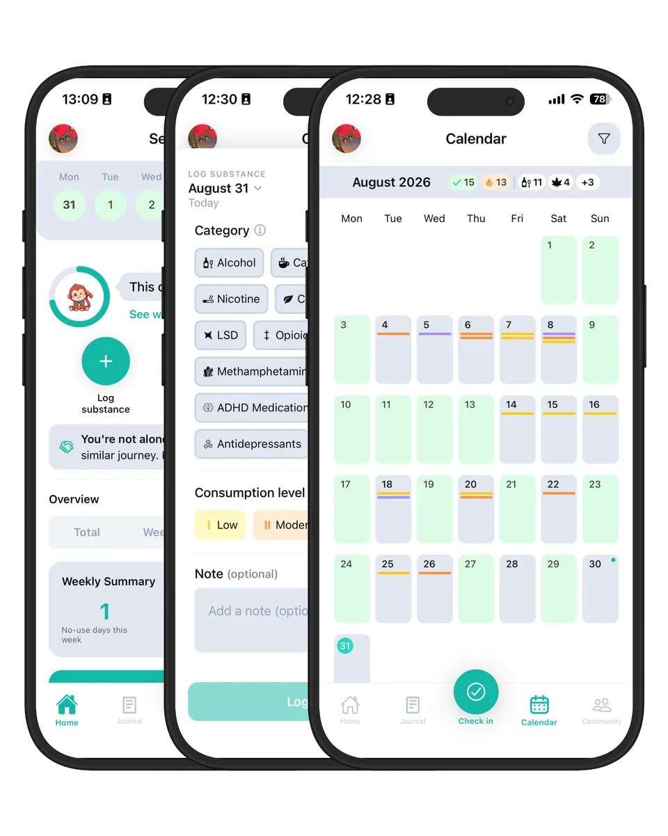 Remedy substance tracking app dashboard